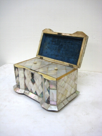 Antique Mid Victorian Mother of Pearl Tea Caddy