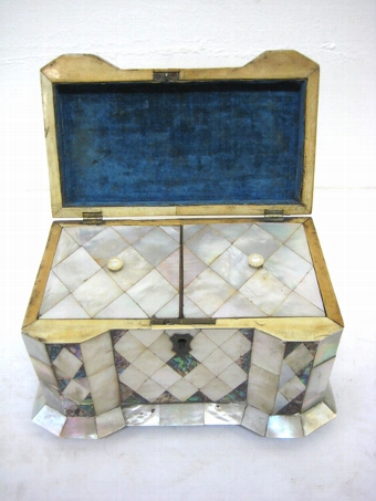 Antique Mid Victorian Mother of Pearl Tea Caddy