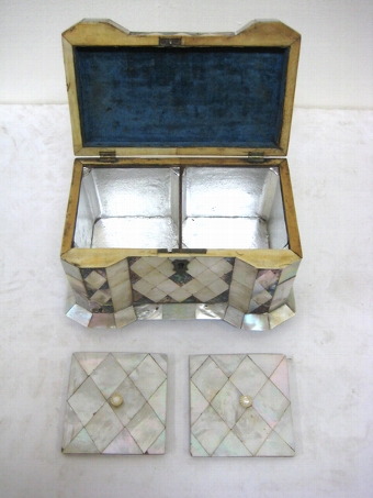 Antique Mid Victorian Mother of Pearl Tea Caddy