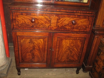 Antique Regency Inlaid Mahogany Cabinet Bookcase