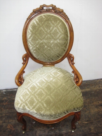 Antique Pair of Victorian Walnut Side Chairs