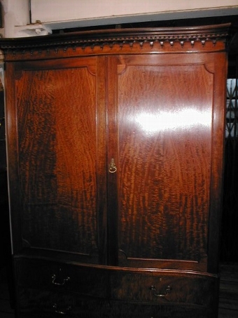 Antique George III Style Mahogany Serpentine Linen Press