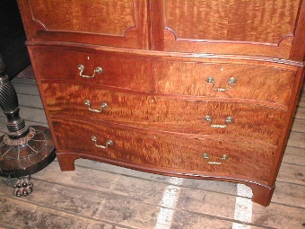Antique George III Style Mahogany Serpentine Linen Press