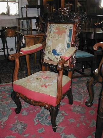 Victorian Carved Rosewood Armchair
