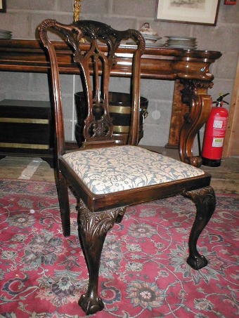 Antique :SALE: Set of 8 (6 + 2) Chippendale Style Dining Chairs