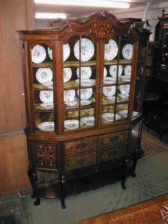 Mahogany and Marquetry Inlaid Display Cabinet