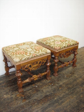 Pair of Victorian Renaissance Style Stools