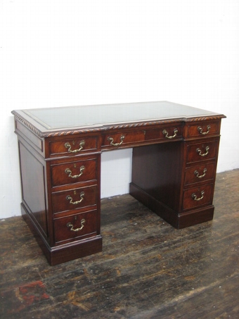 George III Style Mahogany Pedestal Desk