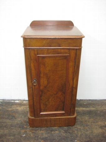 Antique Mid Victorian Burr Walnut Bedside Cabinet