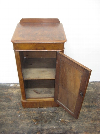 Antique Mid Victorian Burr Walnut Bedside Cabinet
