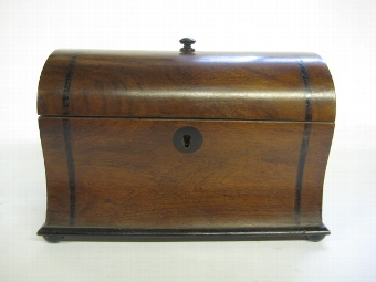 Antique Victorian Walnut and Ebony Tea Caddy