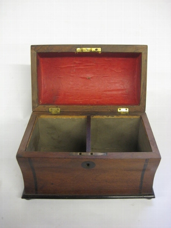 Antique Victorian Walnut and Ebony Tea Caddy
