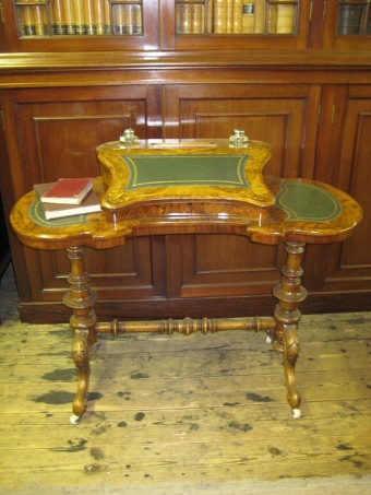Antique Mid Victorian Burr Walnut Ladies Desk
