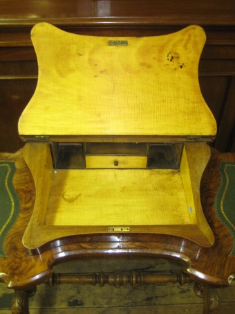 Antique Mid Victorian Burr Walnut Ladies Desk