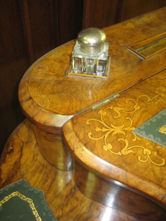 Antique Mid Victorian Burr Walnut Ladies Desk