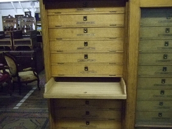 Antique Late Victorian Oak and Ash Map Cabinet