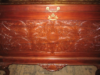 Antique Carved Mahogany Silver Chest