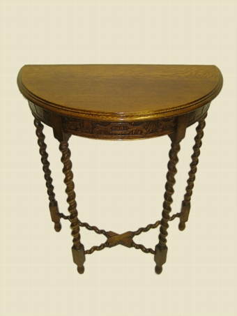 Antique Jacobean Style Demi Lune Side Table