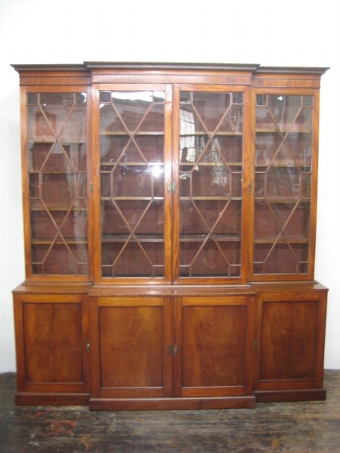 Antique George III Mahogany 4 Door Breakfront Bookcase