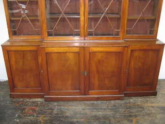 Antique George III Mahogany 4 Door Breakfront Bookcase