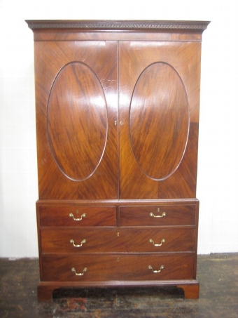 Antique George III Mahogany Linen Press