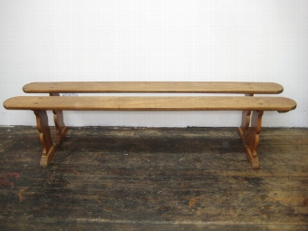 Pair of French Farmhouse/Refectory Fruitwood Benches