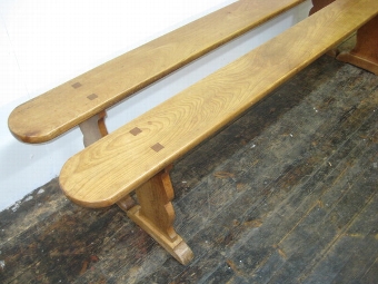 Antique Pair of French Farmhouse/Refectory Fruitwood Benches