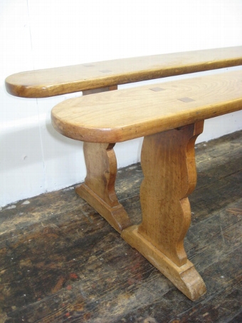 Antique Pair of French Farmhouse/Refectory Fruitwood Benches
