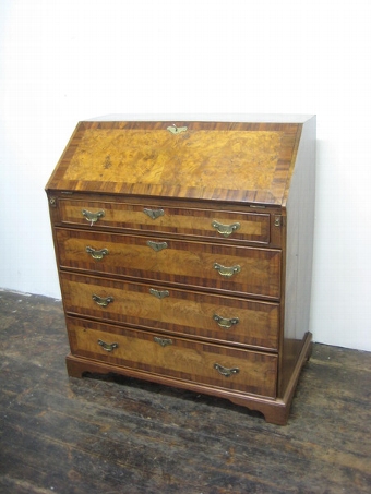 George III Burr Elm and Walnut Bureau