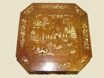 Antique Ivory Inlaid Oriental Table