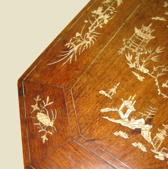 Antique Ivory Inlaid Oriental Table