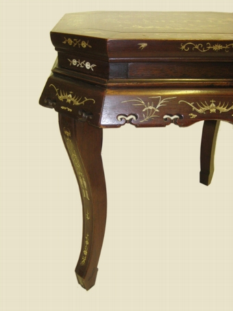 Antique Ivory Inlaid Oriental Table