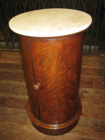 Mid Victorian Mahogany Cylindrical Bedside Cabinet