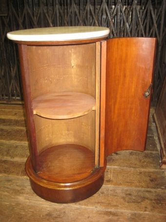 Antique Mid Victorian Mahogany Cylindrical Bedside Cabinet