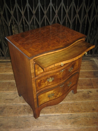 Antique George III Style Burr Walnut Serpentine Chest