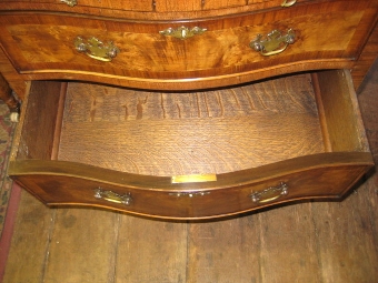 Antique George III Style Burr Walnut Serpentine Chest