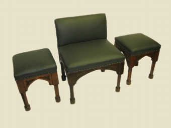 Set of Pugin Style 2 Stools and Chair