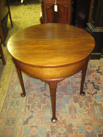 Antique George III Red Walnut Fold Over Demi Lune Table