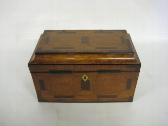 Antique Unusual George III Crossbanded Tea Caddy