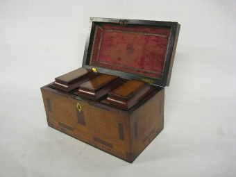 Antique Unusual George III Crossbanded Tea Caddy