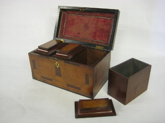 Antique Unusual George III Crossbanded Tea Caddy