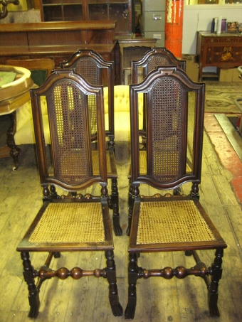 Set of 4 Charles I Style High Back Chairs
