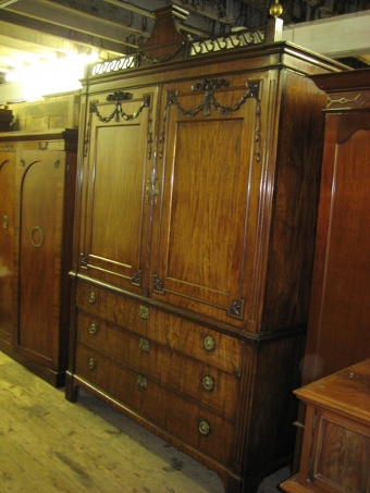 Dutch Carved Mahogany Linen Press