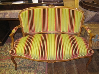 Antique French Victorian Walnut Settee
