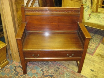 Art Nouveau Mahogany Hall Bench
