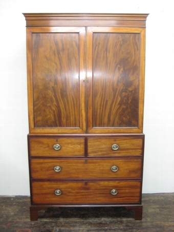 Antique George III Figured Mahogany Linen Press