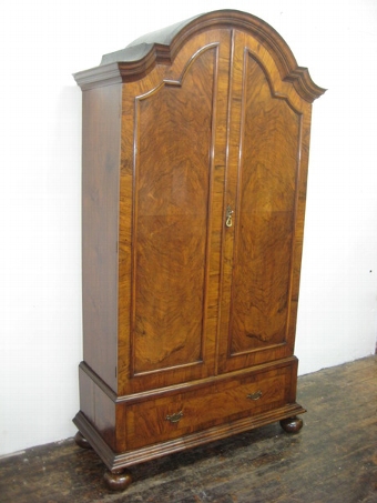 Queen Anne Style Figured Walnut Wardrobe