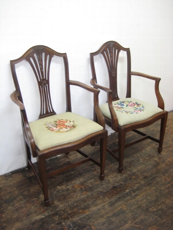 Pair of Mahogany Hepplewhite Style Carvers