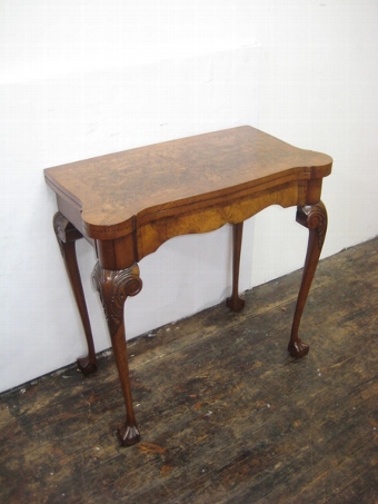 George II Style Burr Walnut Foldover Games Table
