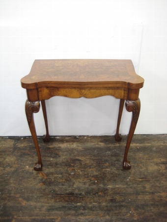 Antique George II Style Burr Walnut Foldover Games Table